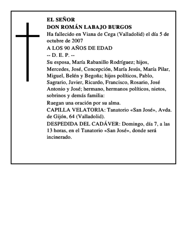 Don Rom N Labajo Burgos Esquela Necrol Gica El Norte De Castilla