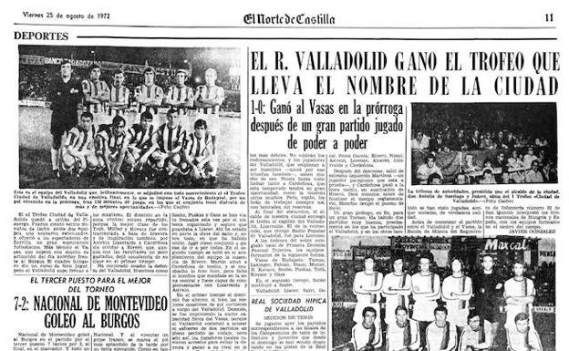 Información sobre el primer Trofeo Ciudad de Valladolid, en las páginas de El Norte en 1972