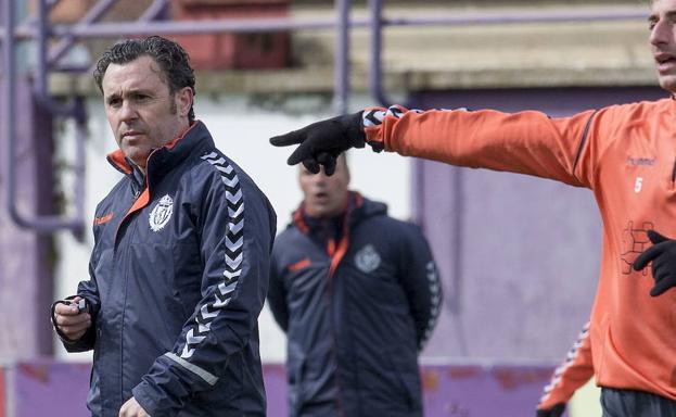 Sergio González en su primer entrenamiento al frente del Real Valladolid, el pasado martes./G. Villamil