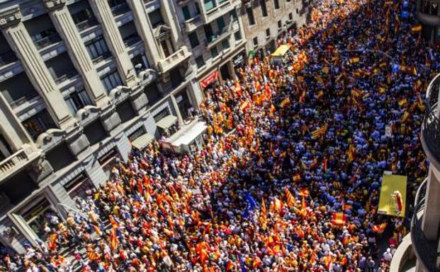 Vista de la manifestación del domingo en Barcelona./Efe