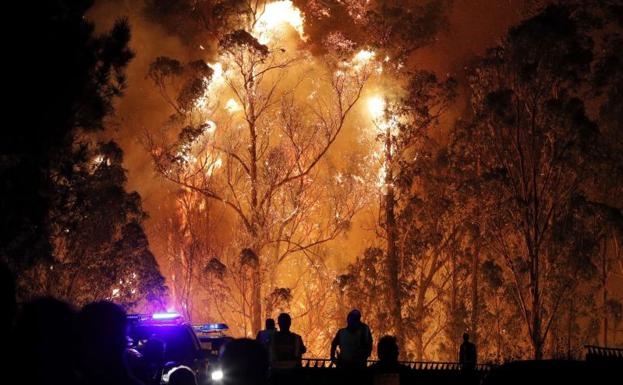 Imagen de uno de los incendios de este mes en Pontevedra. /Efe