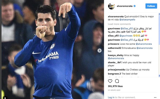 Álvaro Morata celebrando el gol. /Instagram