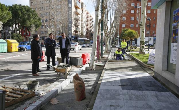 El alcalde, Alfonso Fernández Mañueco, durante su visita de ayer al paseo de El Rollo. /LAYA
