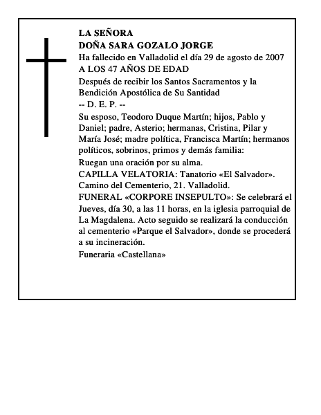 DOÑA SARA GOZALO JORGE