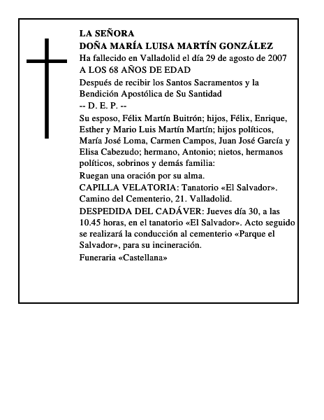 DOÑA MARÍA LUISA MARTÍN GONZÁLEZ