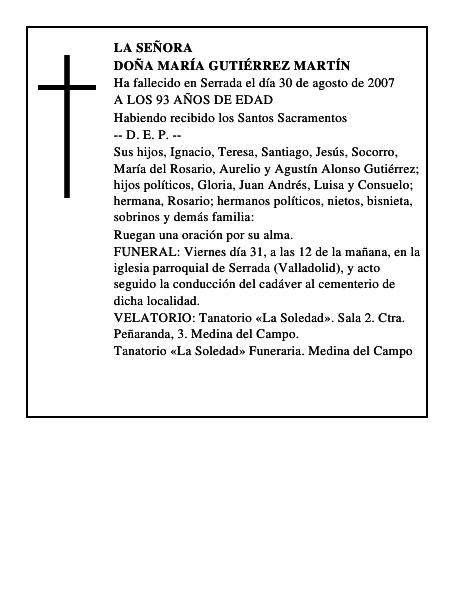 DOÑA MARÍA GUTIÉRREZ MARTÍN