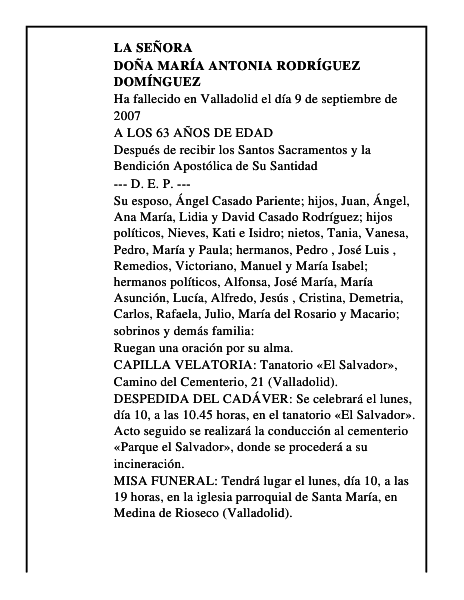 DOÑA MARÍA ANTONIA RODRÍGUEZ DOMÍNGUEZ