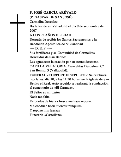 P. JOSÉ GARCÍA ARÉVALO