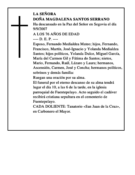 DOÑA MAGDALENA SANTOS SERRANO