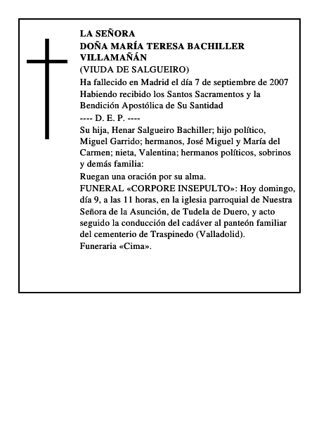 DOÑA MARÍA TERESA BACHILLER VILLAMAÑÁN