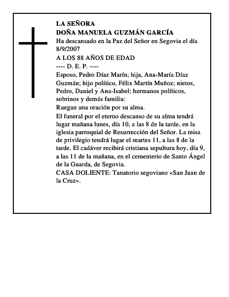 DOÑA MANUELA GUZMÁN GARCÍA