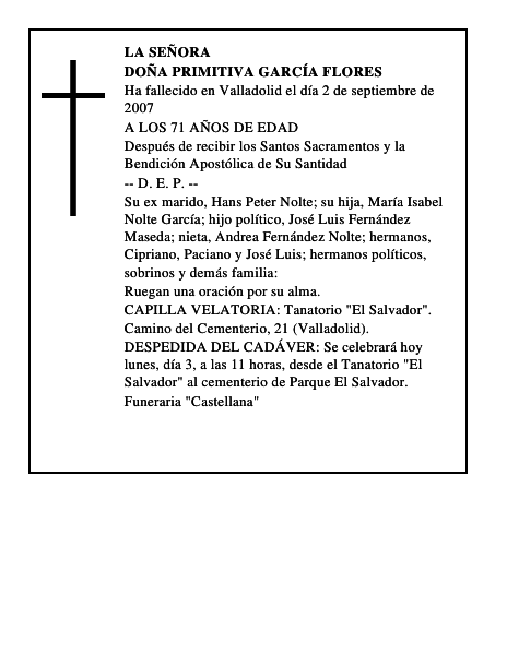 DOÑA PRIMITIVA GARCÍA FLORES