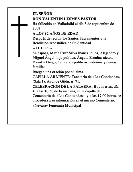 DON VALENTÍN LESMES PASTOR