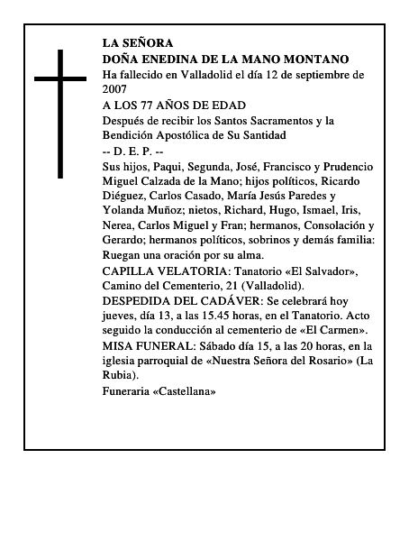 DOÑA ENEDINA DE LA MANO MONTANO