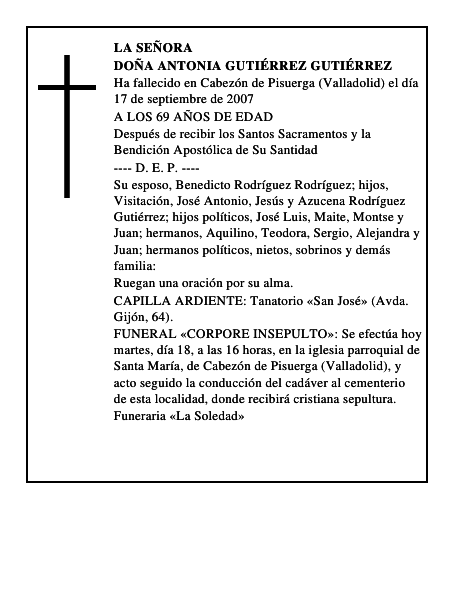 DOÑA ANTONIA GUTIÉRREZ GUTIÉRREZ