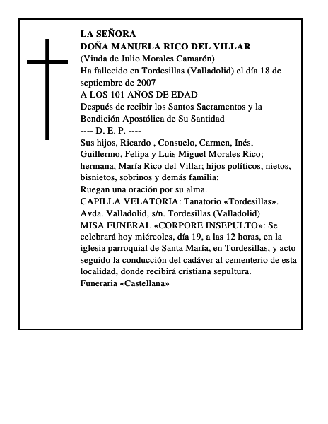 DOÑA MANUELA RICO DEL VILLAR