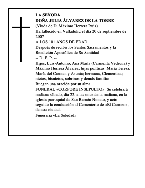 DOÑA JULIA ÁLVAREZ DE LA TORRE