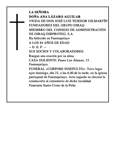 DOÑA ANA LÁZARO AGUILAR