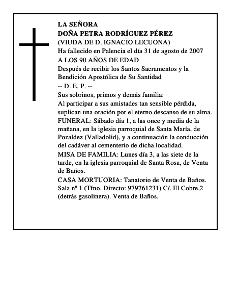 DOÑA PETRA RODRÍGUEZ PÉREZ