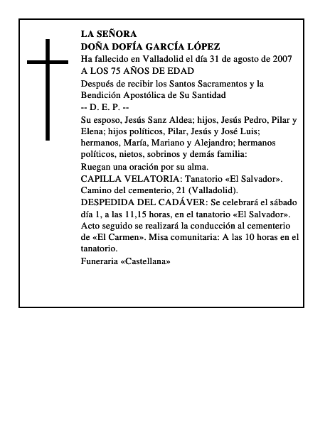 DOÑA DOFÍA GARCÍA LÓPEZ