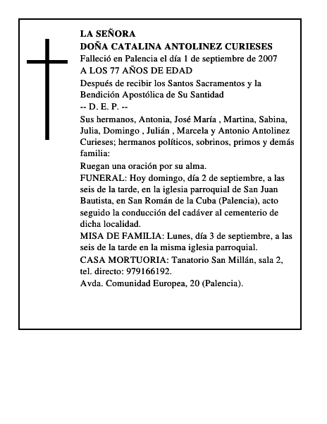 DOÑA CATALINA ANTOLINEZ CURIESES