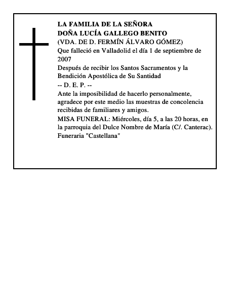 DOÑA LUCÍA GALLEGO BENITO