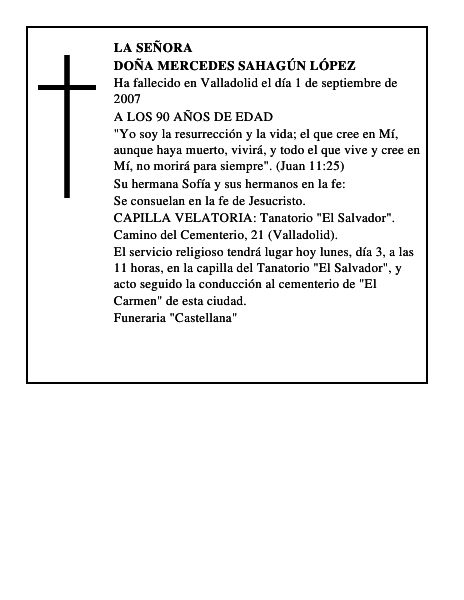 DOÑA MERCEDES SAHAGÚN LÓPEZ