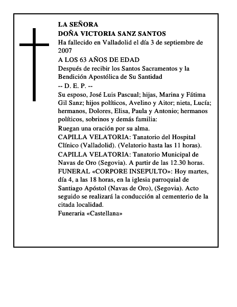DOÑA VICTORIA SANZ SANTOS