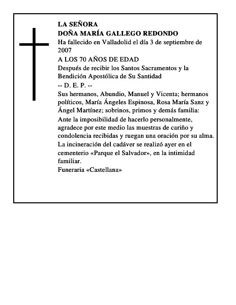 DOÑA MARÍA GALLEGO REDONDO