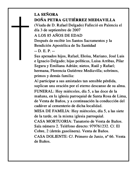 DOÑA PETRA GUTIÉRREZ MEDIAVILLA