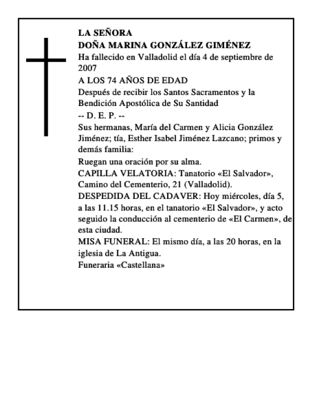 DOÑA MARINA GONZÁLEZ GIMÉNEZ