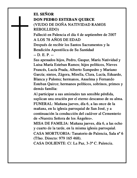 DON PEDRO ESTEBAN QUIRCE