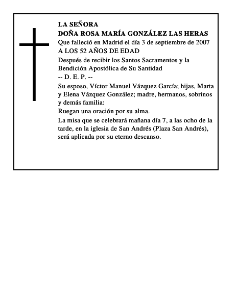 DOÑA ROSA MARÍA GONZÁLEZ LAS HERAS