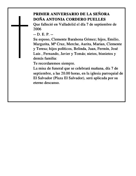 DOÑA ANTONIA CORDERO PUELLES