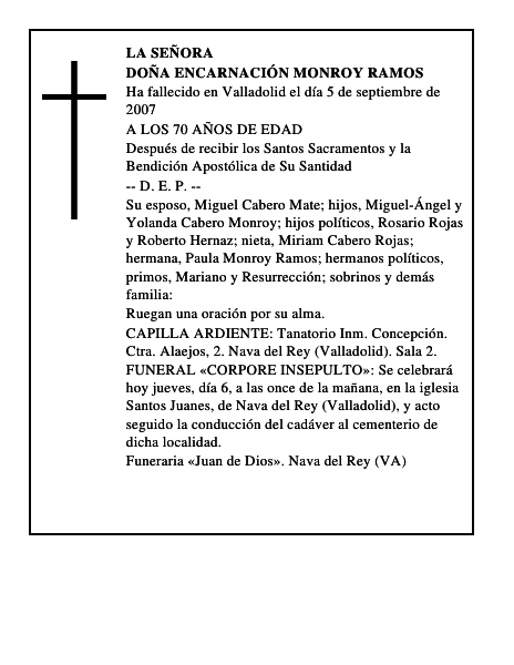 DOÑA ENCARNACIÓN MONROY RAMOS