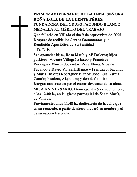 DOÑA LOLA DE LA FUENTE PÉREZ