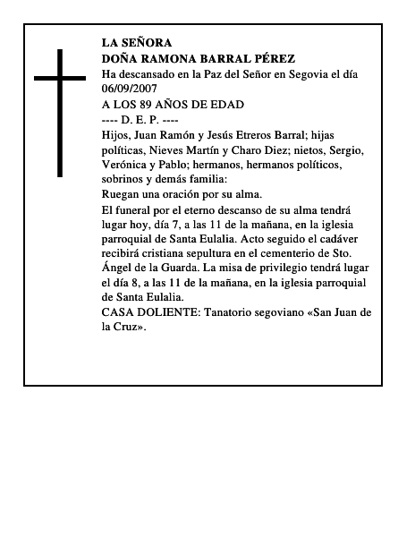 DOÑA RAMONA BARRAL PÉREZ