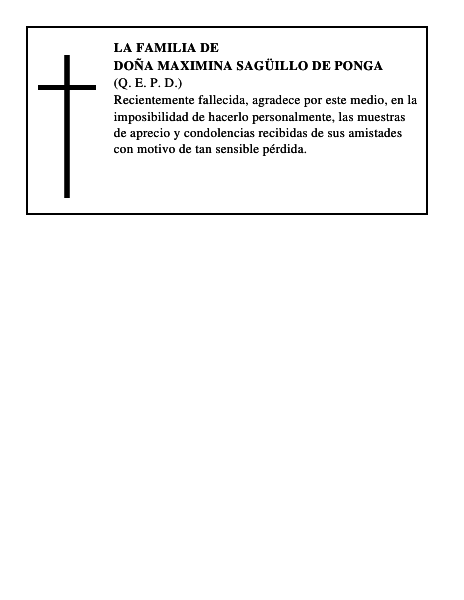 DOÑA MAXIMINA SAGÜILLO DE PONGA