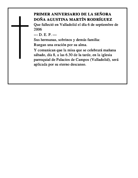 DOÑA AGUSTINA MARTÍN RODRÍGUEZ