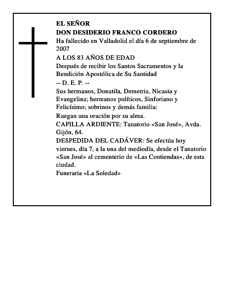 DON DESIDERIO FRANCO CORDERO