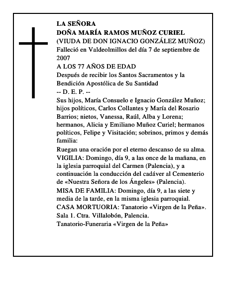 DOÑA MARÍA RAMOS MUÑOZ CURIEL