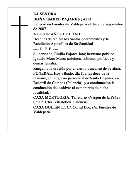 DOÑA ISABEL PAJARES JATO
