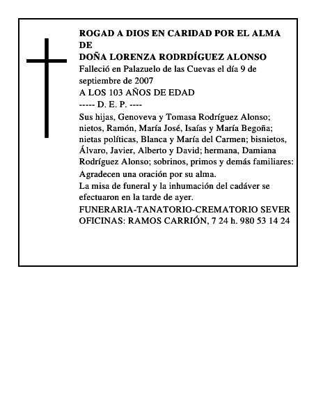 DOÑA LORENZA RODRDÍGUEZ ALONSO