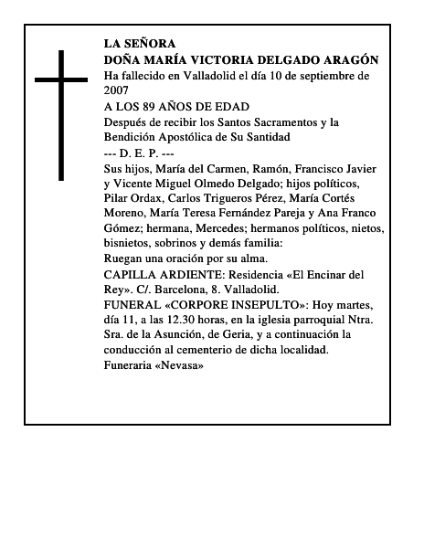 DOÑA MARÍA VICTORIA DELGADO ARAGÓN