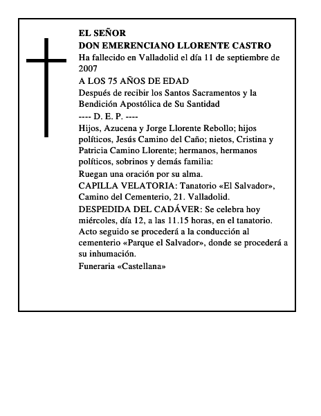 DON EMERENCIANO LLORENTE CASTRO