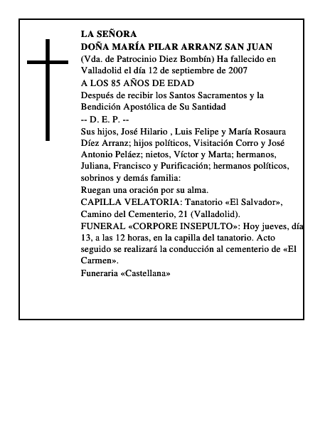 DOÑA MARÍA PILAR ARRANZ SAN JUAN
