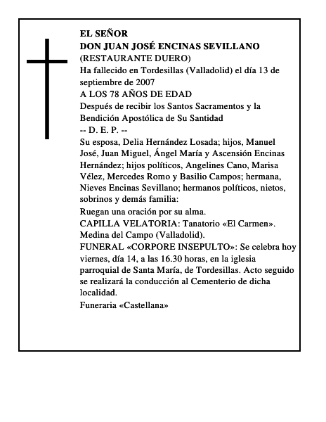 DON JUAN JOSÉ ENCINAS SEVILLANO