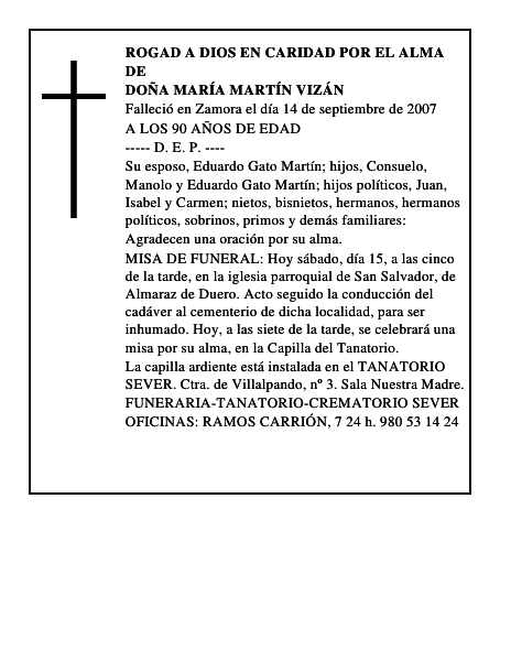 DOÑA MARÍA MARTÍN VIZÁN