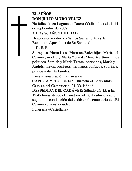 DON JULIO MORO VÉLEZ