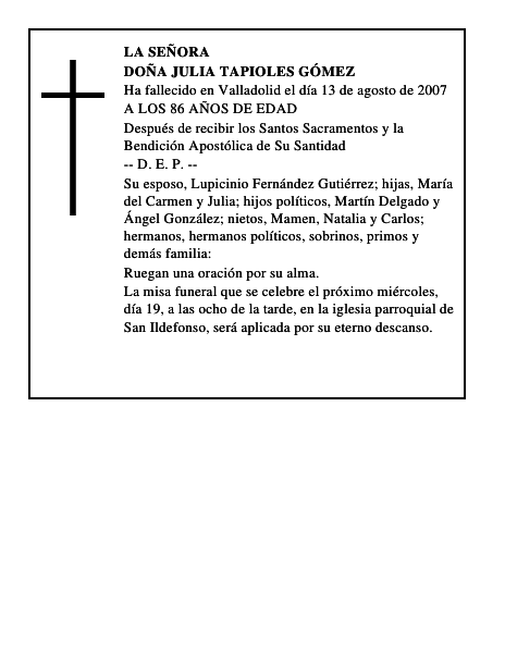 DOÑA JULIA TAPIOLES GÓMEZ